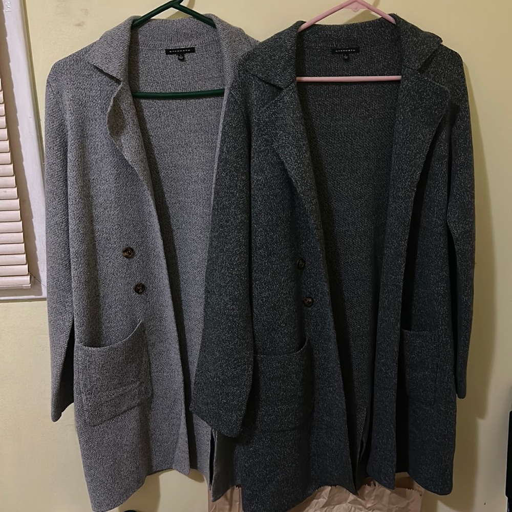 Light grey and dark grey sweater/ coat